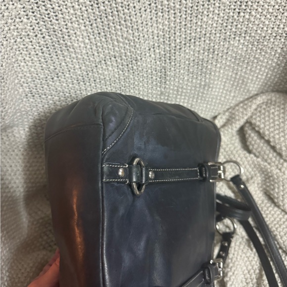 COACH EAST WEST GALLERY BLACK LEATHER SILVER HARDWARE LARGE TOTE - Picture 7 of 13